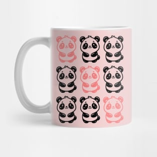 Diagonal Kawaii Pandas Mug